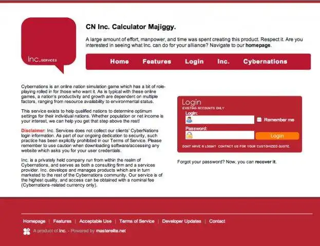 下载网络工具或网络应用程序 Inc. Cyber​​nations Calculator 以在 Linux 中在线运行