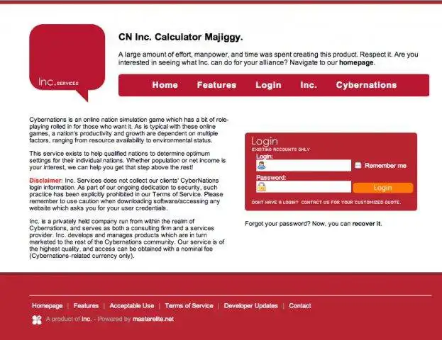 Descargue la herramienta web o la aplicación web Inc. Cybernations Calculator para ejecutar en Linux en línea