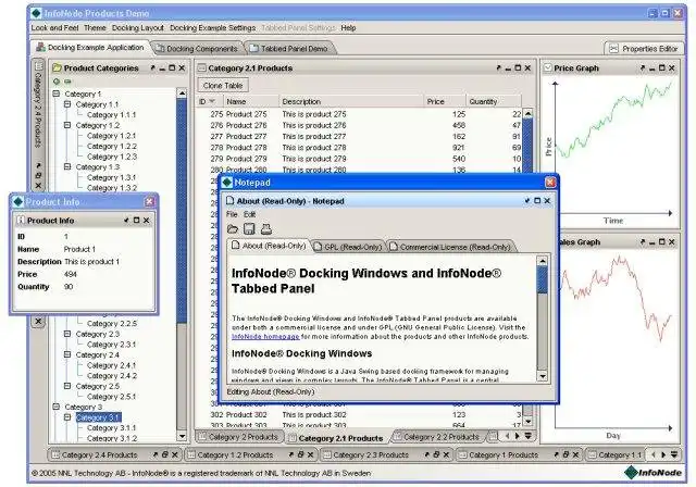 Загрузите веб-инструмент или веб-приложение InfoNode Docking Windows