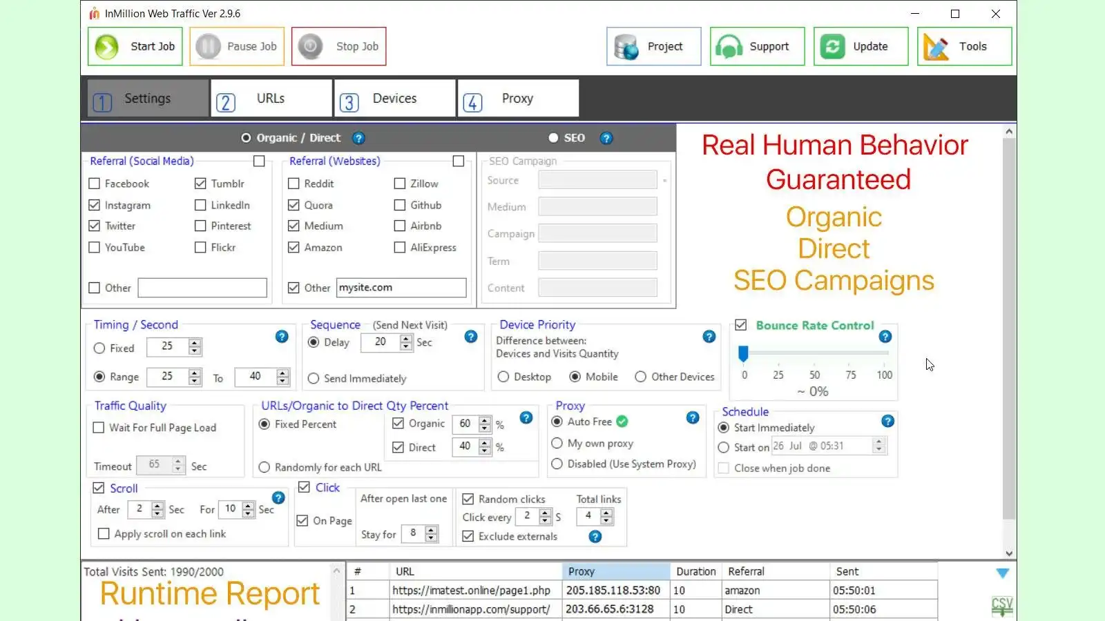 Descargue la herramienta web o la aplicación web InMillion Web Traffic Generator