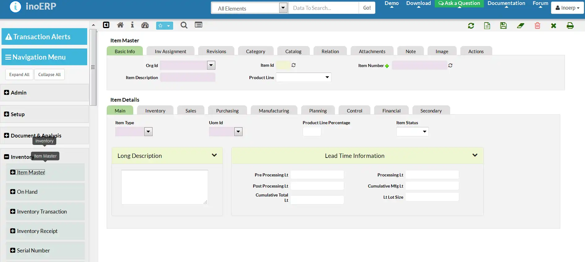 Download web tool or web app inoERP