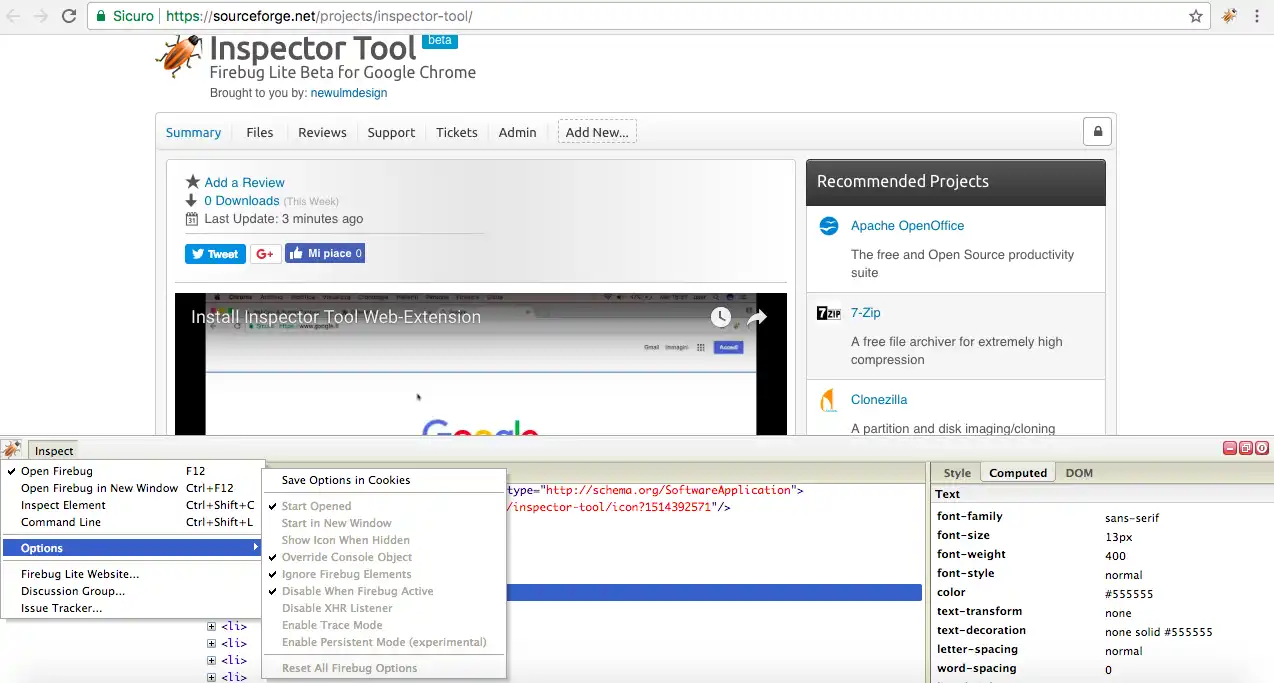 Download web tool or web app Inspector Tool