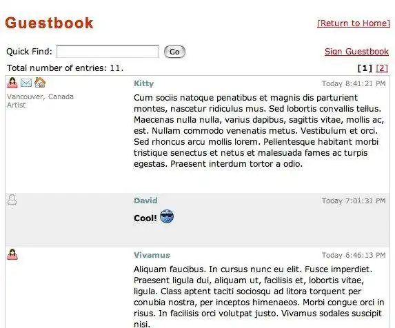 Download web tool or web app Instant PHP/MySQL Guestbook