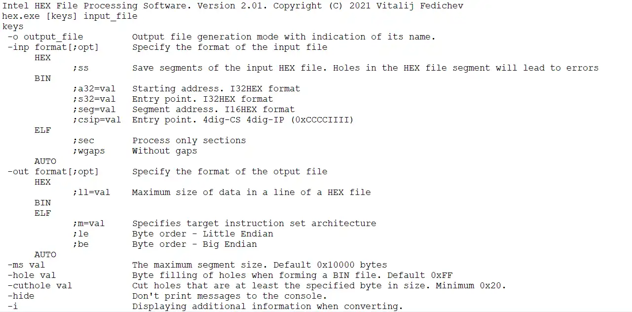 Download web tool or web app Intel HEX File Processing Software