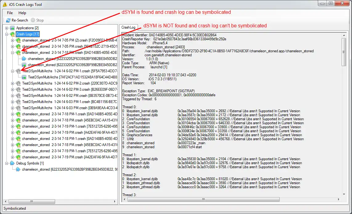 Descargue la herramienta web o la aplicación web iOS Crash Logs Tool