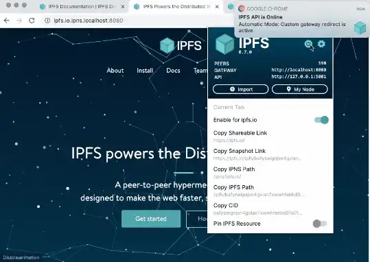 Загрузите веб-инструмент или веб-приложение IPFS Companion