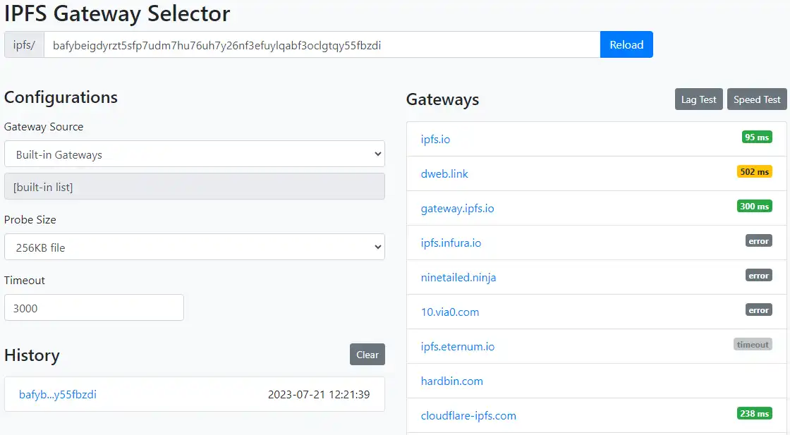 Download web tool or web app IPFS Gateway Selector