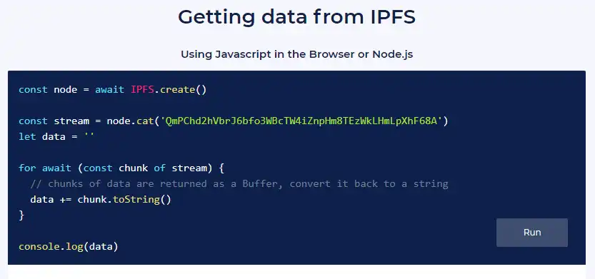 Baixe a ferramenta da web ou o aplicativo da web IPFS JavaScript