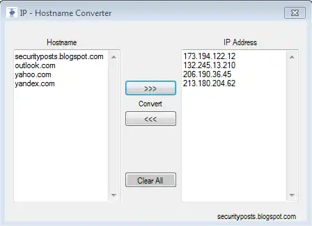 ดาวน์โหลดเครื่องมือเว็บหรือ IP เว็บแอป - Hostname Converter