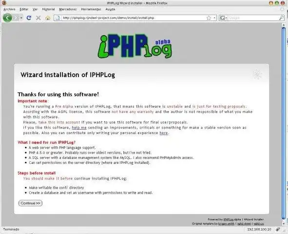 ابزار وب یا برنامه وب IPHPLog را دانلود کنید