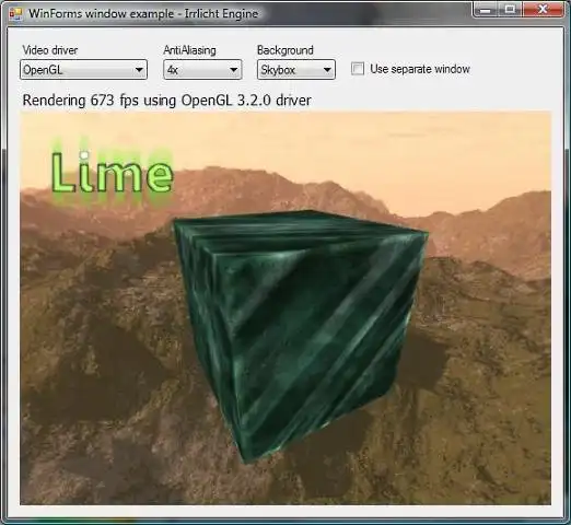 ابزار وب یا برنامه وب Irrlicht Lime را برای اجرای آنلاین در ویندوز از طریق لینوکس به صورت آنلاین دانلود کنید