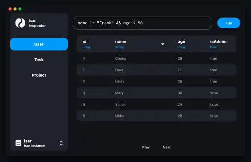 Download web tool or web app Isar Database