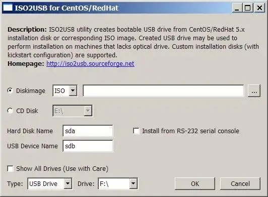 Download web tool or web app ISO2USB for CentOS/RedHat
