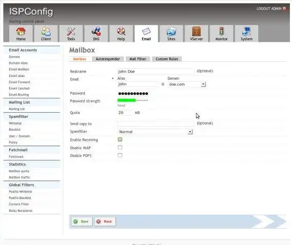 Download web tool or web app ISPConfig Hosting Control Panel