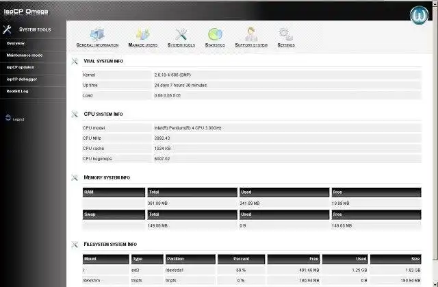 Download web tool or web app ISP Control Panel