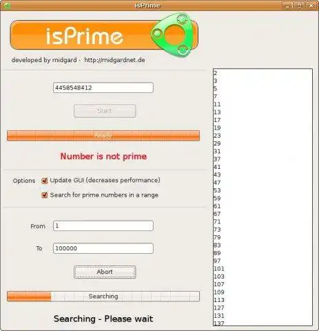 Unduh alat web atau aplikasi web isPrime untuk dijalankan di Linux online