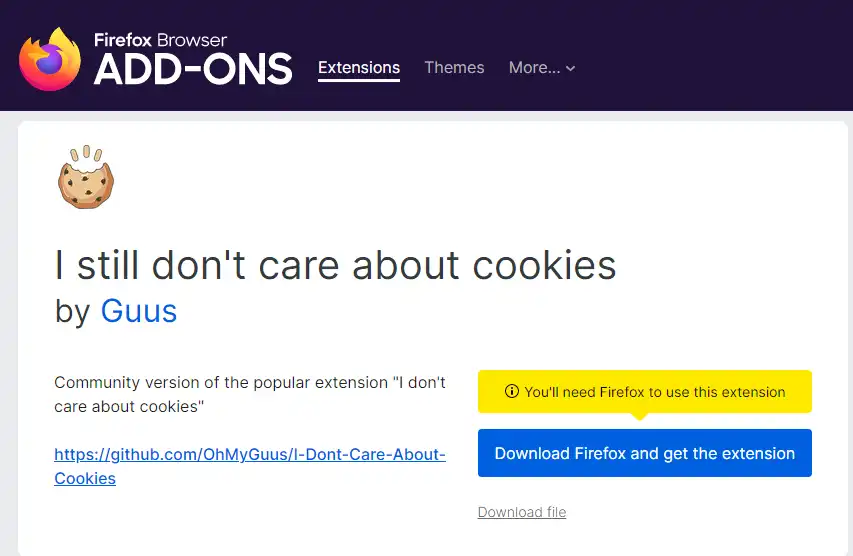 Tải xuống công cụ web hoặc ứng dụng web Tôi Vẫn Không Quan Tâm Về Cookies