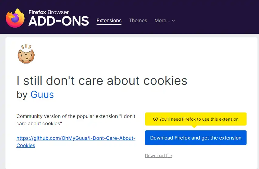 Web ツールまたは Web アプリをダウンロードする I Still Dont Care About Cookies