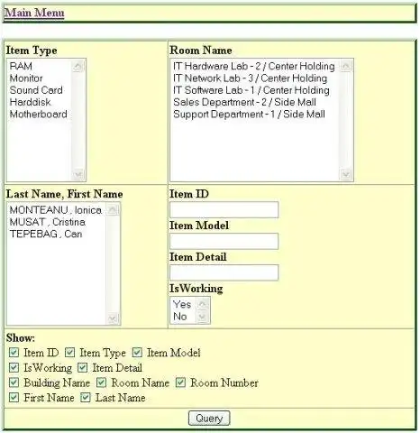 Download web tool or web app Item Inventory