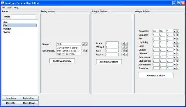 Web ツールまたは Web アプリのダウンロード itemizer - 汎用 (C)RGP アイテム エディター