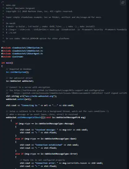 Загрузите веб-инструмент или веб-приложение IXWebSocket