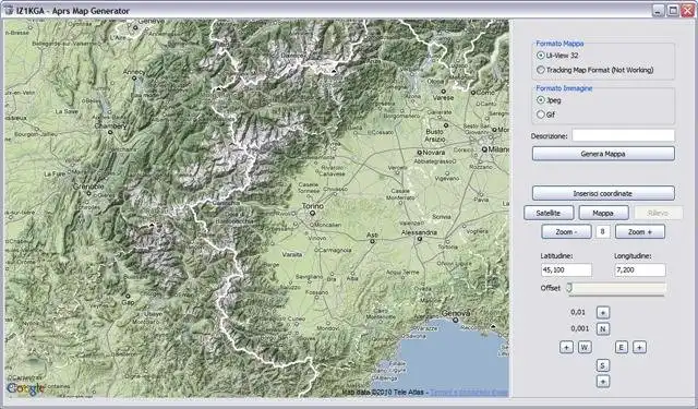 Descargue la herramienta web o la aplicación web IZ1KGA APRS Map GEnerator