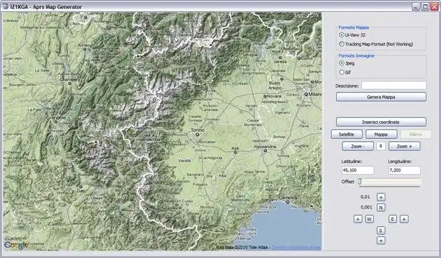 Muat turun alat web atau aplikasi web IZ1KGA APRS Map Generator