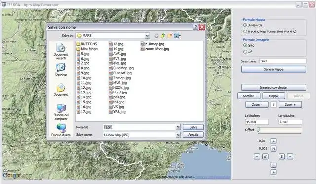ดาวน์โหลดเครื่องมือเว็บหรือเว็บแอป IZ1KGA APRS Map GENerator
