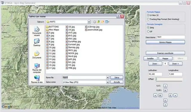 Unduh alat web atau aplikasi web IZ1KGA APRS Map GENerator