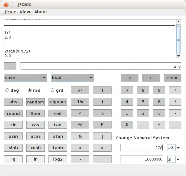 Download web tool or web app J3calc to run in Windows online over Linux online