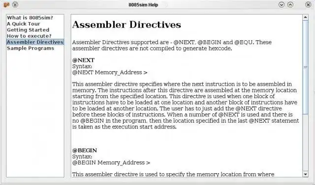 ดาวน์โหลดเครื่องมือเว็บหรือเว็บแอป j8085sim - โปรแกรมจำลอง 8085 ใน Java!