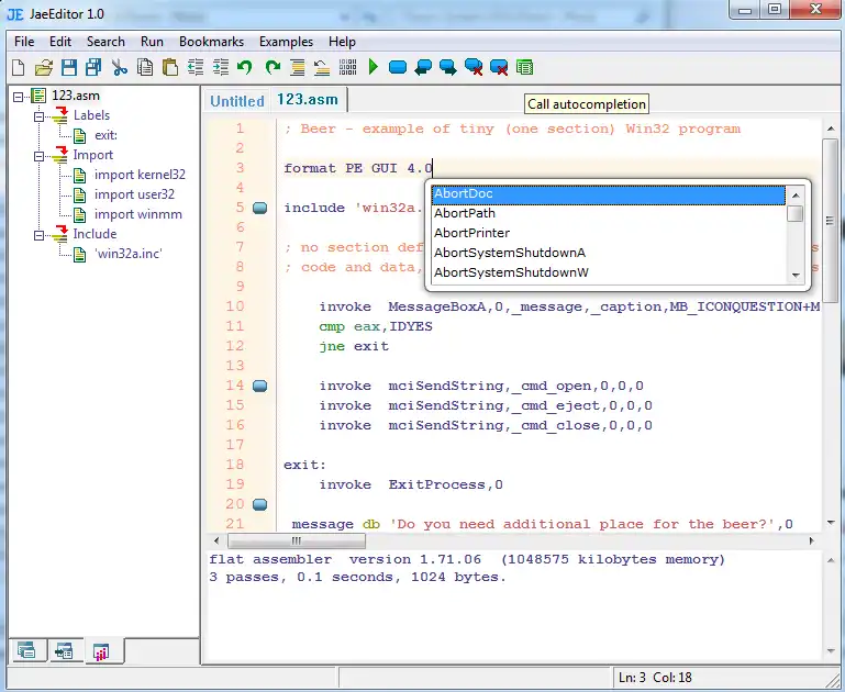 Download web tool or web app JaeEditor 1.9.15 + FASM 1.71.22