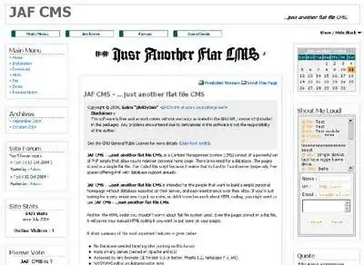 Загрузите веб-инструмент или веб-приложение JAF CMS