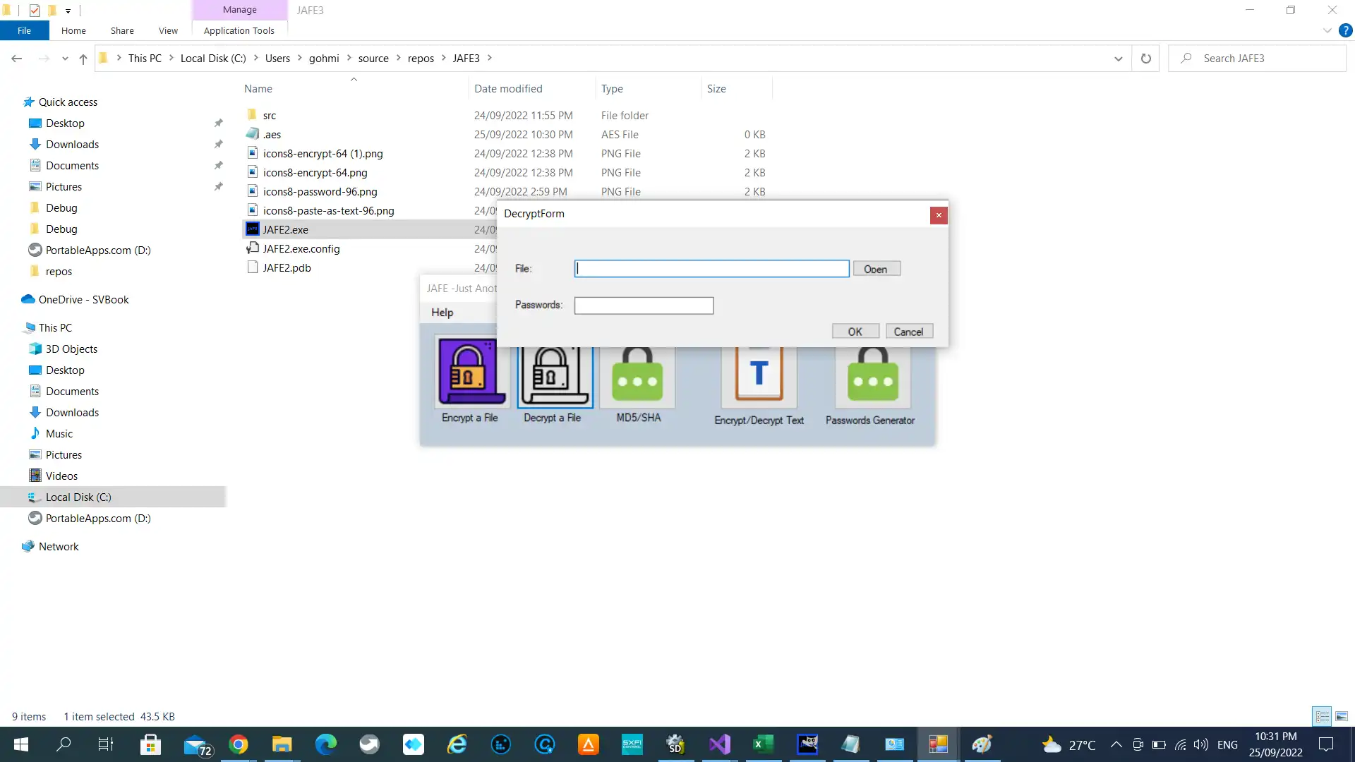 Download web tool or web app JAFE - Just Another File Encrypter