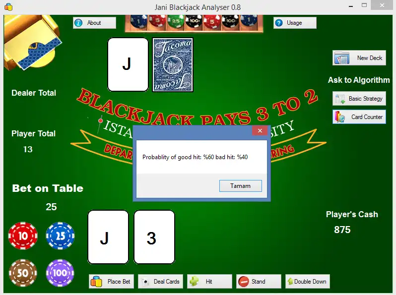 قم بتنزيل أداة الويب أو تطبيق الويب Jani Blackjack Analyzer للتشغيل في Windows عبر الإنترنت عبر Linux عبر الإنترنت