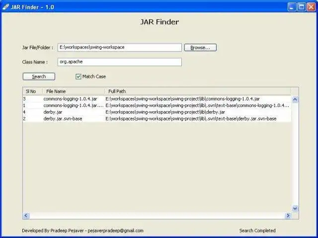 WebツールまたはWebアプリJarFinderをダウンロードします