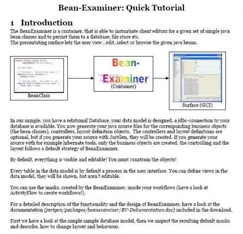 Download web tool or web app Java-Bean-Examiner