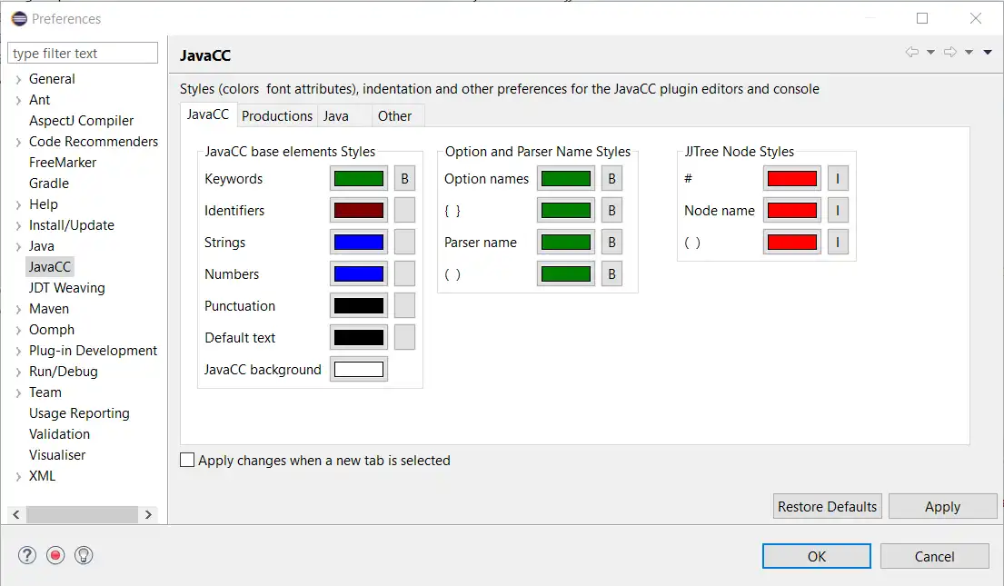 הורד כלי אינטרנט או אפליקציית אינטרנט JavaCC Eclipse Plugin