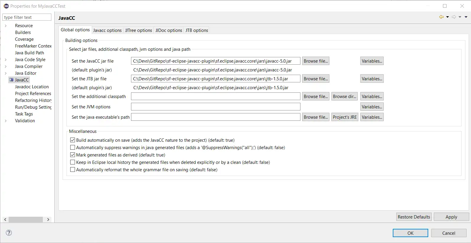 قم بتنزيل أداة الويب أو تطبيق الويب JavaCC Eclipse Plugin