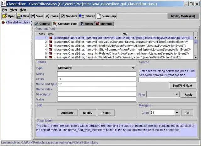Завантажте веб-інструмент або веб-програму Java Class File Editor