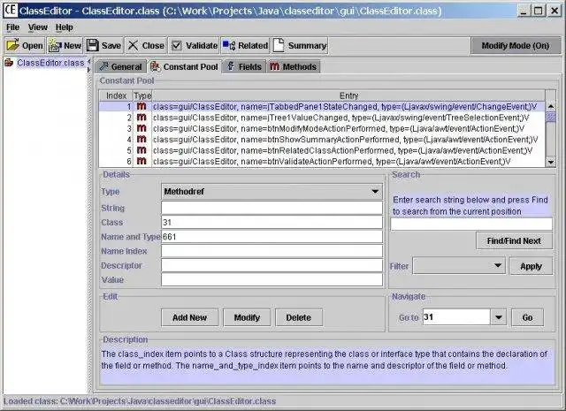 Descargar la herramienta web o la aplicación web Java Class File Editor