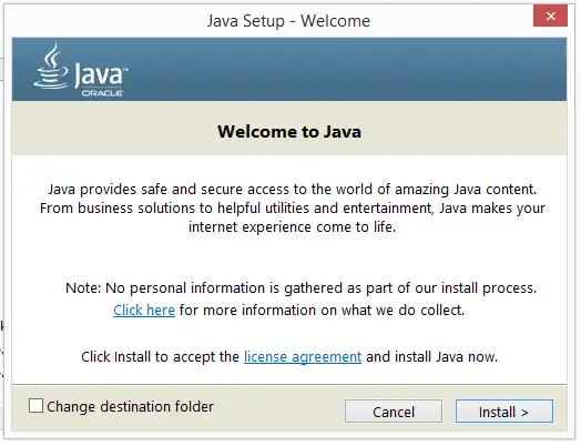 הורד כלי אינטרנט או אפליקציית אינטרנט Java Client MSI Archive Installers