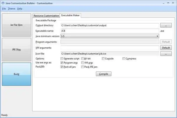 Download web tool or web app Java Customization Builder