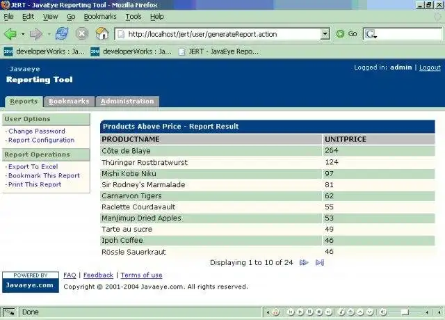 قم بتنزيل أداة الويب أو تطبيق الويب JavaEye Reporting Tool