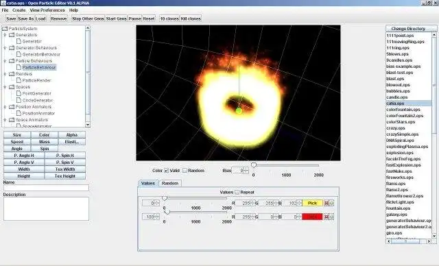 Scarica lo strumento web o l'app web Java Open Particle System