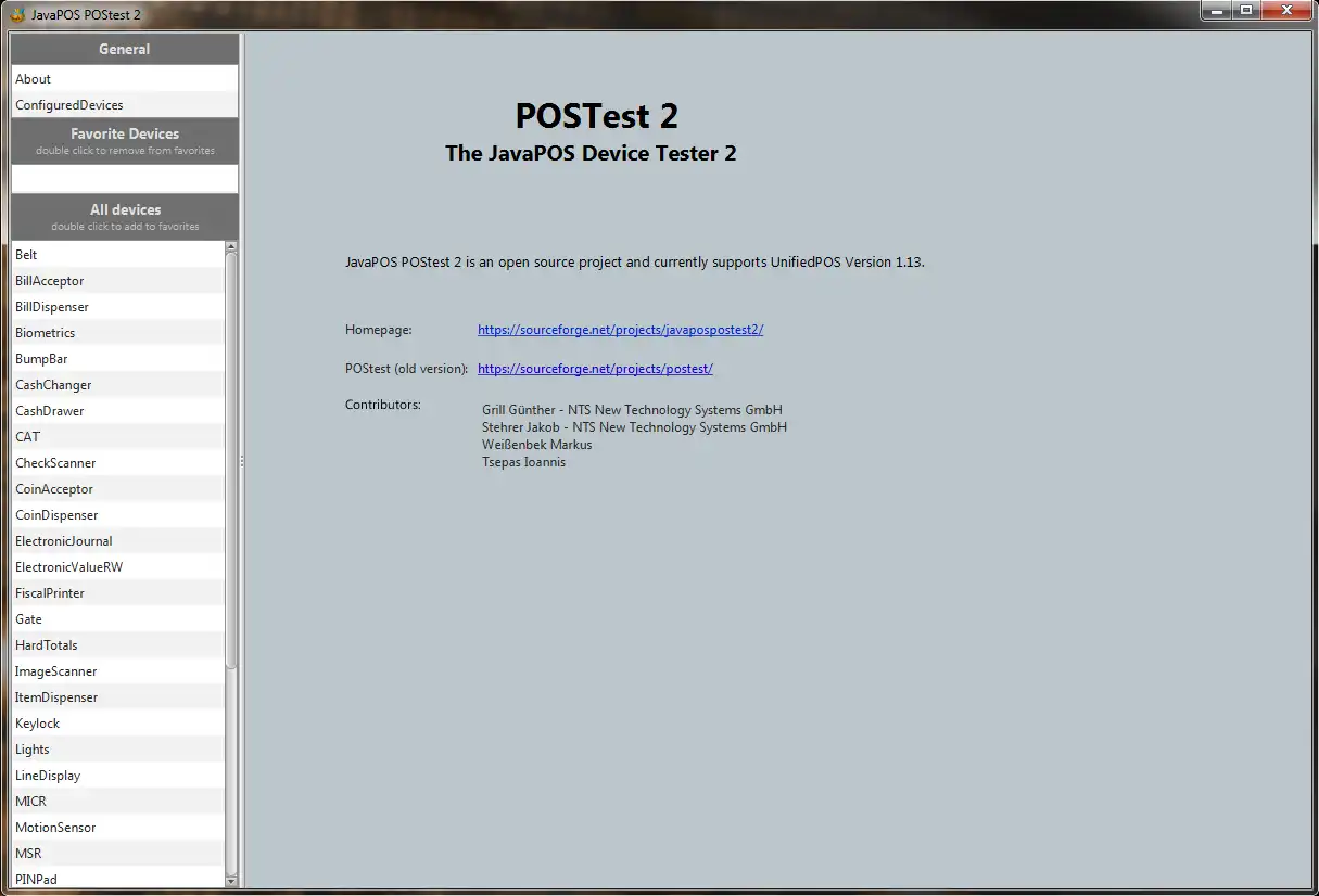 Tải xuống công cụ web hoặc ứng dụng web JavaPOS POStest 2