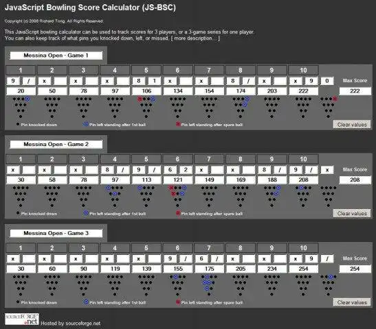Download web tool or web app JavaScript Bowling Score Calculator