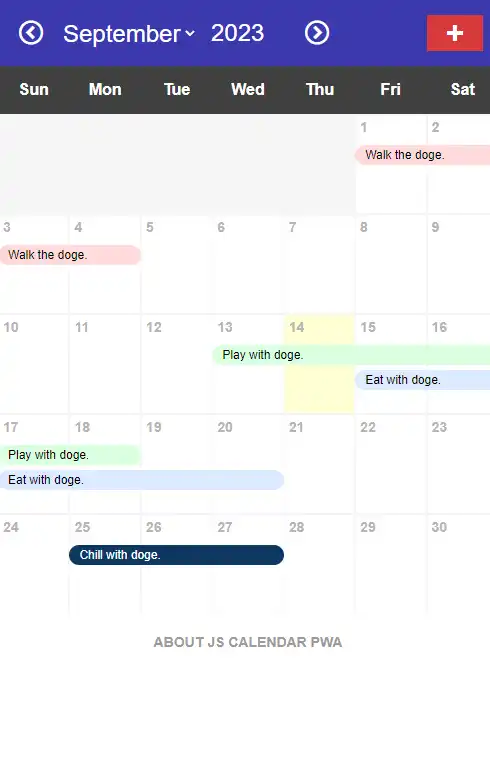 Unduh alat web atau aplikasi web PWA Kalender Javascript