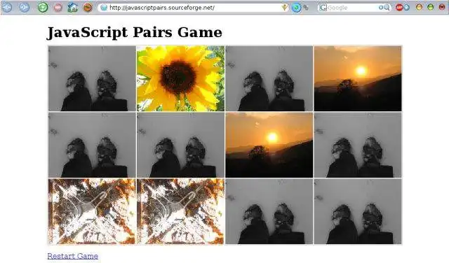 Download webtool of web-app JavaScript Pairs Game om online in Linux te draaien