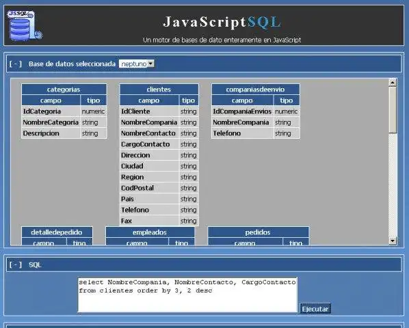 Download web tool or web app JavaScript SQL (JSSQL)